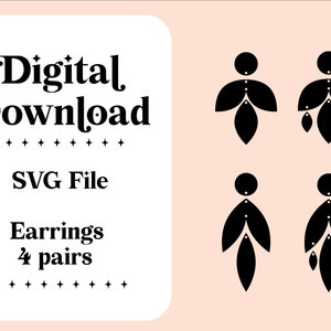 Boho Earring SVG-bestand, vier stijlen, unieke Earring gesneden bestanden voor Glowforge, SVG-bestanden voor cricut, lederen Earring SVG gesneden bestanden, SVG downloaden
