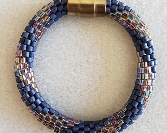 Crocheted Beaded Bracelet: Denim Days