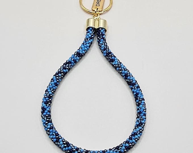 Crocheted Beaded Wristlet: Blue Jean Dream