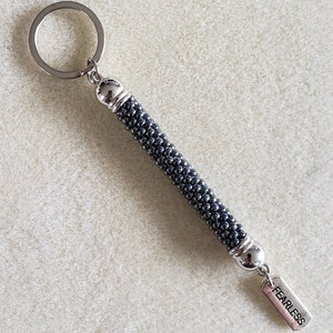 Crocheted Beaded Keychain: Stormy Weather