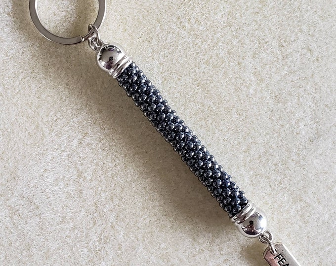 Crocheted Beaded Keychain: Stormy Weather
