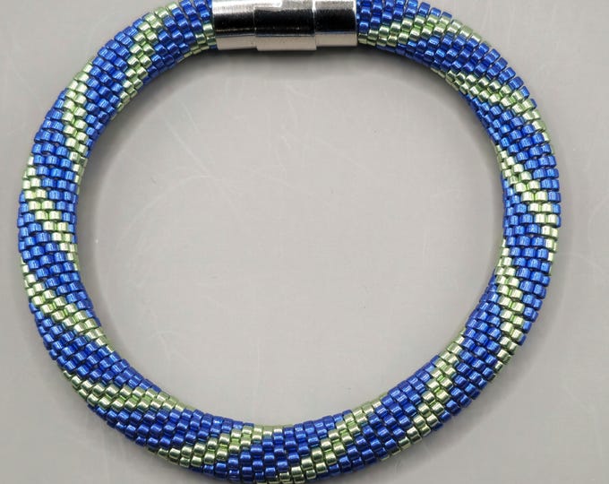 Crocheted Beaded Bracelet: Neon Glow