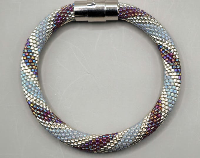 Crocheted Beaded Bracelet: Garnet Glow