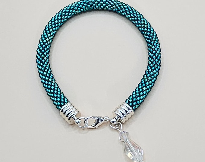 Crocheted Beaded Charm Bracelet: Rainforest Wonder