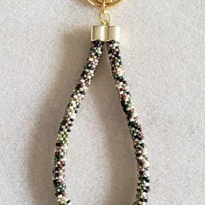 Crocheted Beaded Wristlet: Camo Pride