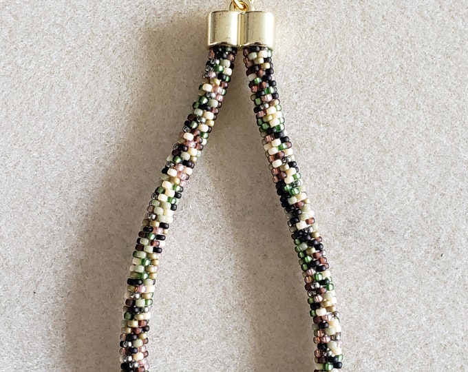 Crocheted Beaded Wristlet: Camo Pride