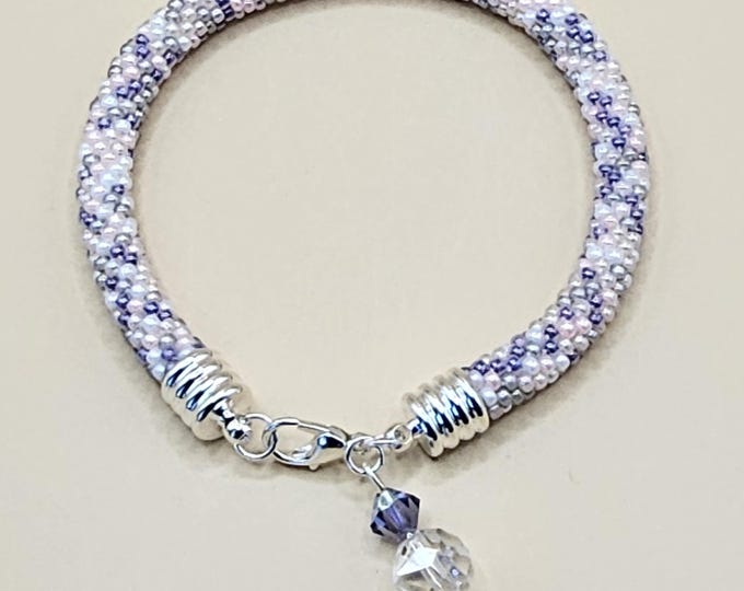 Crocheted Beaded Charm Bracelet: Moonwalk