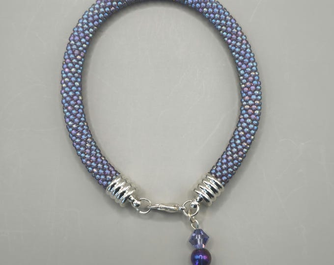 Crocheted Beaded Charm Bracelet: Purple Haze