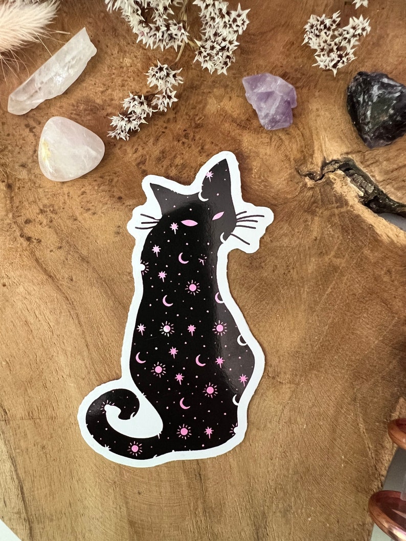 Magic Cat Vinyl Sticker ,Laptop Sticker, Hydro flask Sticker , Journal Sticker, Glossy Sticker, Magical Stickers, Cat Sticker, Cat Magic image 4