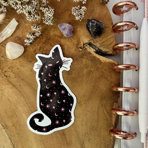 Magic Cat Vinyl Sticker ,Laptop Sticker, Hydro flask Sticker , Journal Sticker, Glossy Sticker, Magical Stickers, Cat Sticker, Cat Magic image 1