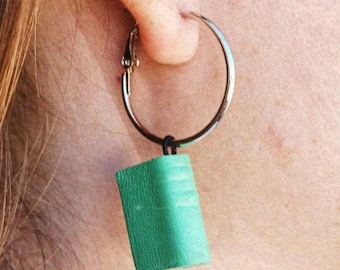 Miniature Book Hoop Earrings – Handmade Literary Jewelry – Tiny Book Charm Earrings – Book Lover Gift – Witchy Aesthetic Jewelry