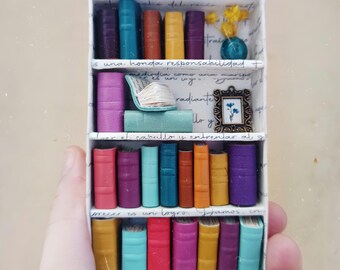 Booknook - Miniature library for study decoration - Books for dollhouse - Decor Terarium - love for books - Minibook play Booknook diy