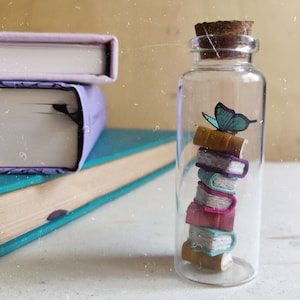 Little Library - Miniature terrarium - miniature bookcase - miniature books - Doll's House - miniature librarylibrary -terarium