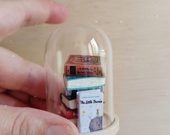 Personalized favorite book, mini display, book gift for book lovers, small author book, desk decoration, gift for bookworm shelf deco