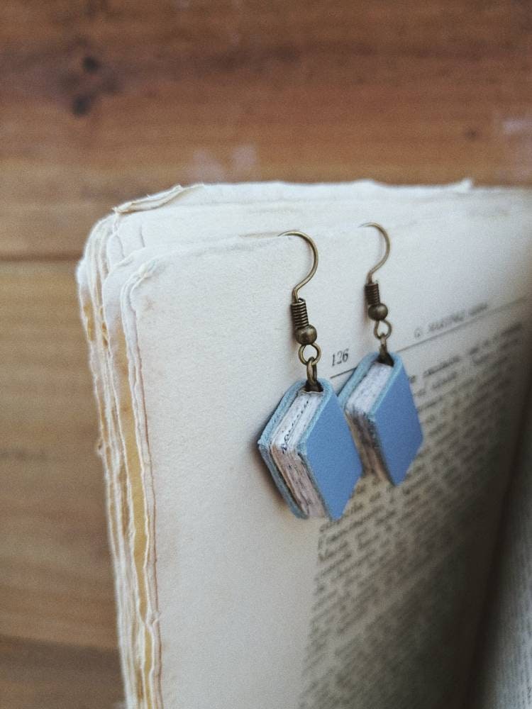 Earrings Mini Book Mini book earrings Red Jewelry Read Etsy