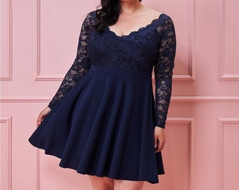 navy blue dress for chubby