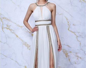 white grecian dress