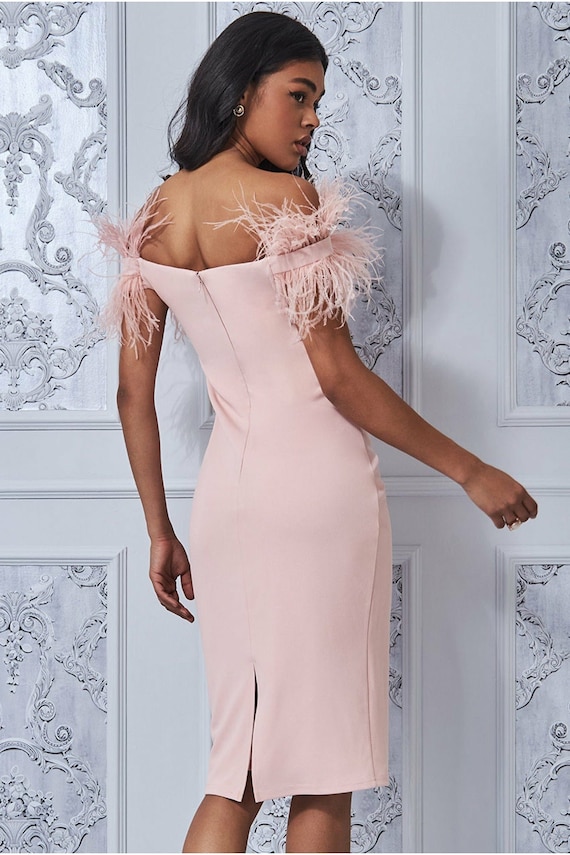 shoulder feather dress