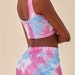 Cosmochic Tie-dye Crop Top With Leggings Set - Pinkblue