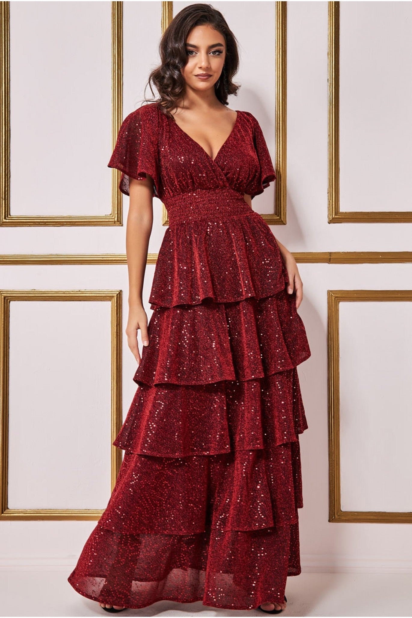 black shimmer evening gown