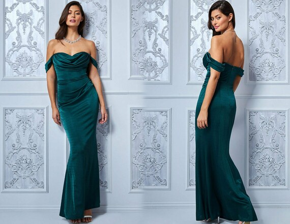 Cowl neck wedding guest dress sale