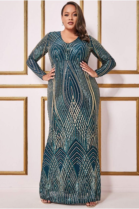 Plus size sequin maxi dress new arrivals