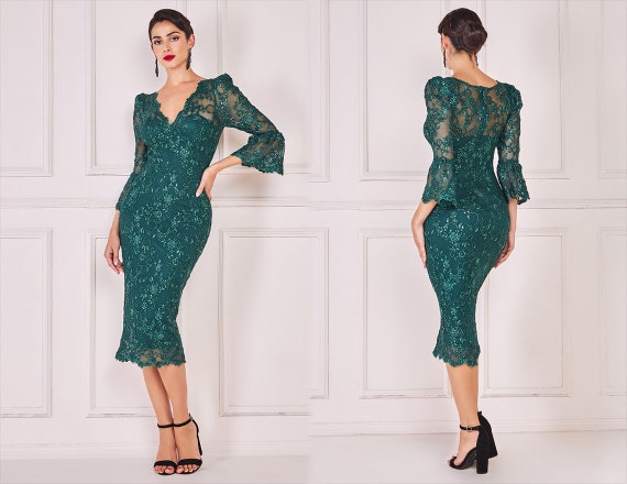 Scallop lace cheap midi bodycon