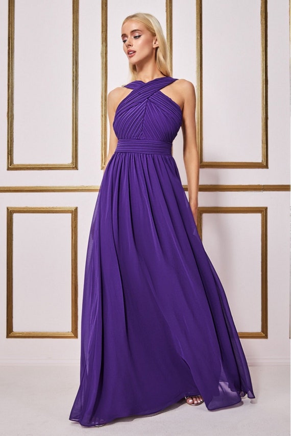 purple halter dress