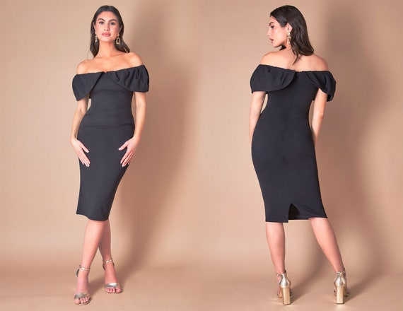 Bardot midi clearance dress wedding guest