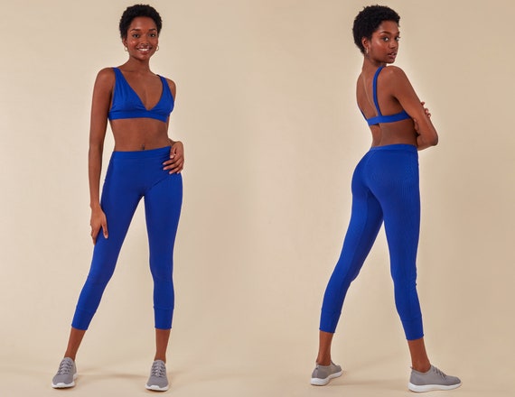 Cosmochic Bralette & Legging Workout Lounge Set Blue, Yoga Wear, Gym Wear,  Ports Wear, Jogging Wear 