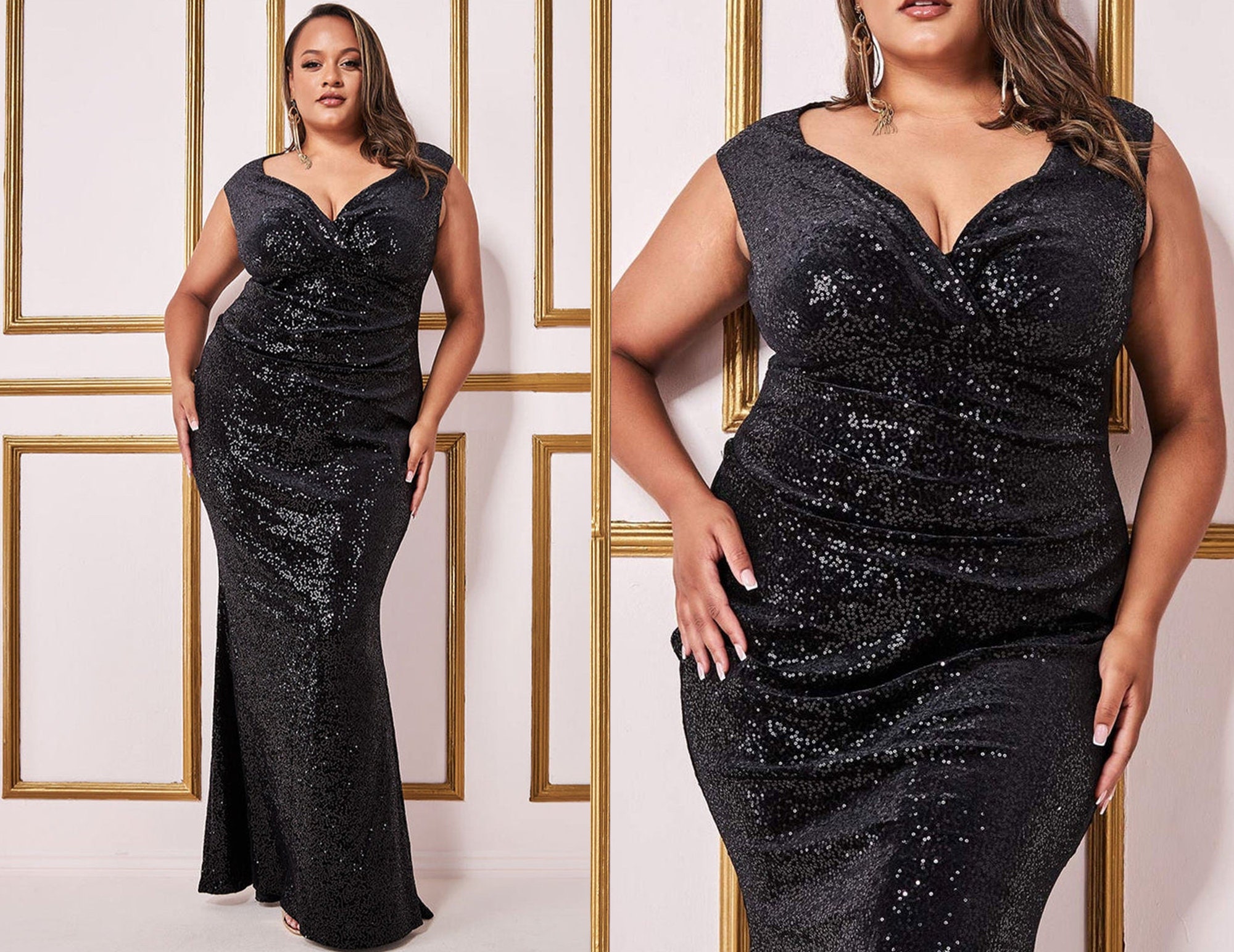 Metallic gold plus size cheap dresses
