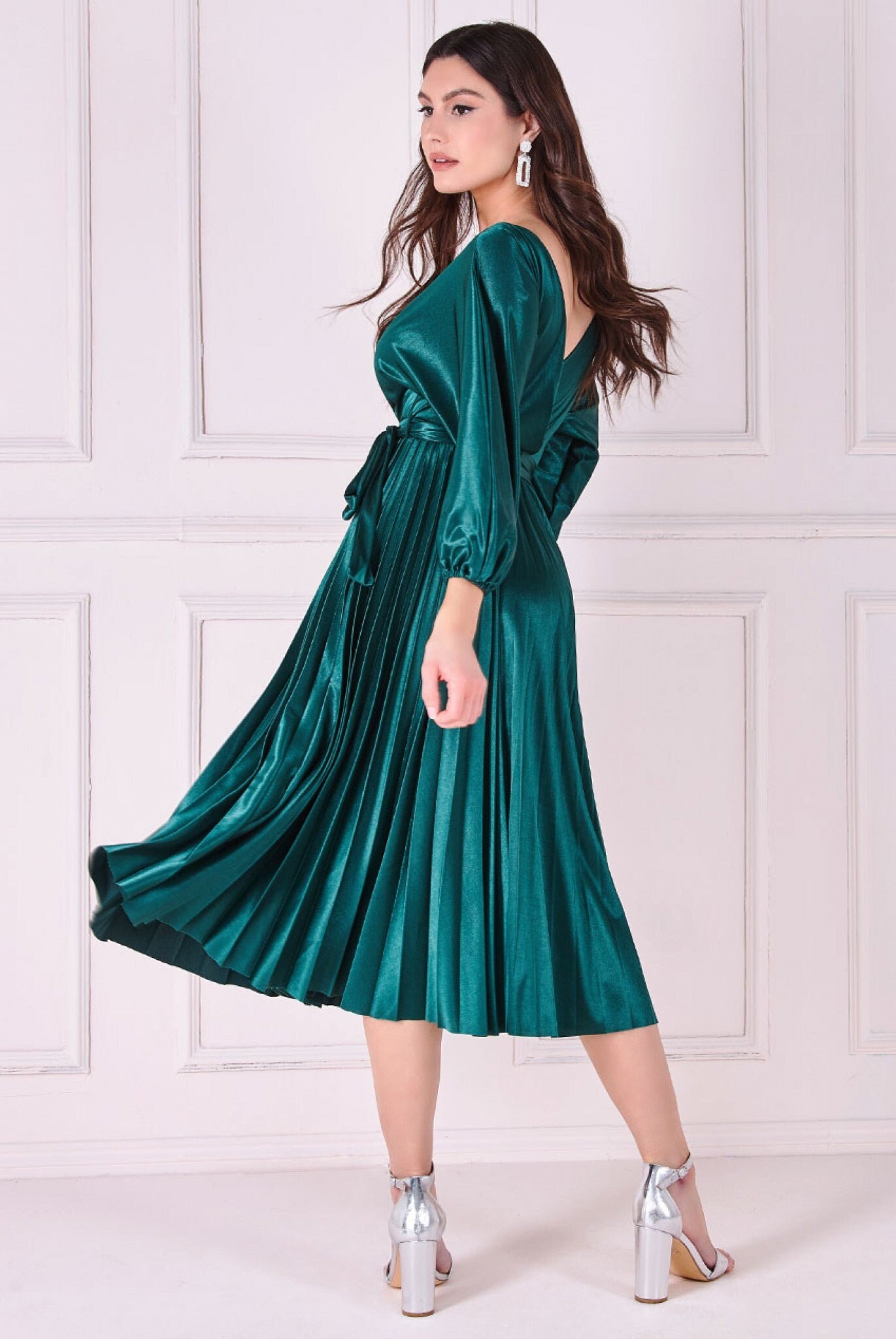 satin pleated dress