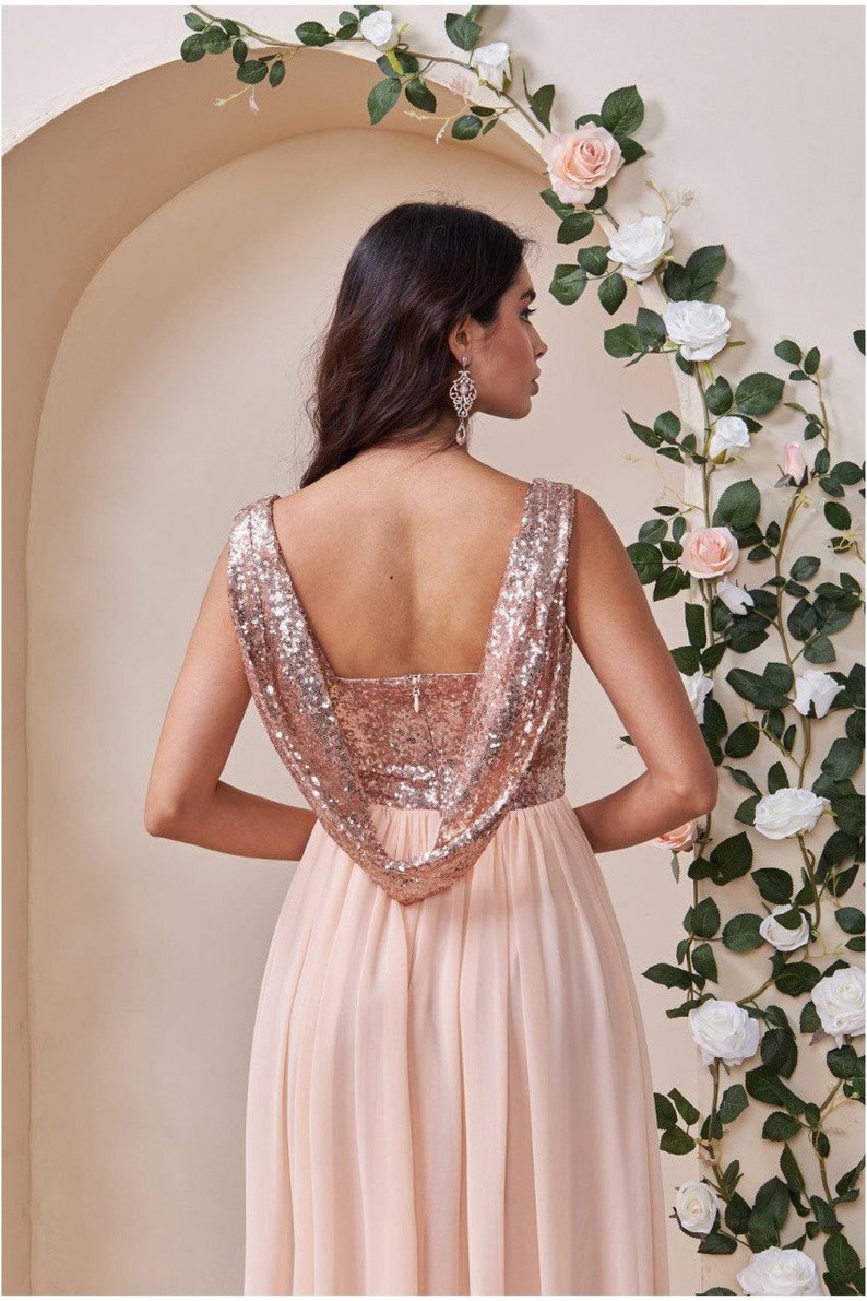 paloma cowl back sequin gown