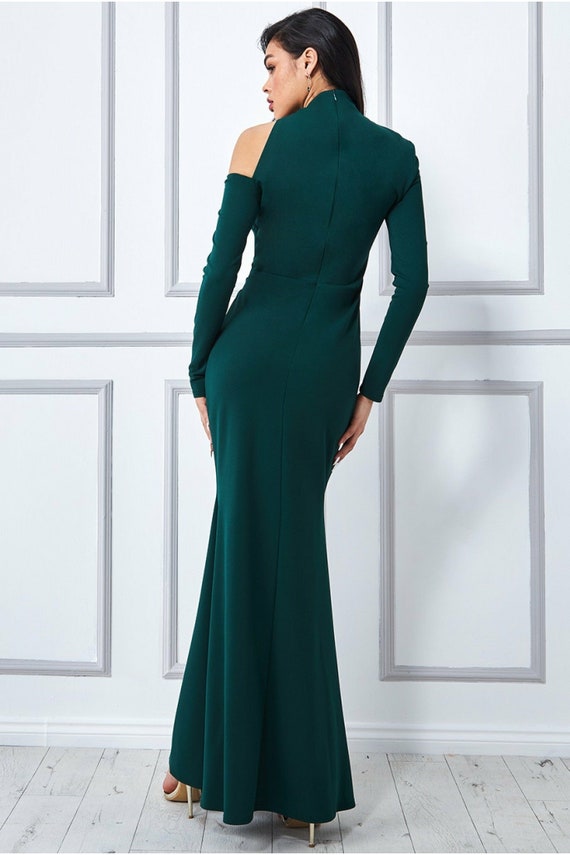 Cutout Scuba Crepe Maxi Dress Emerald 