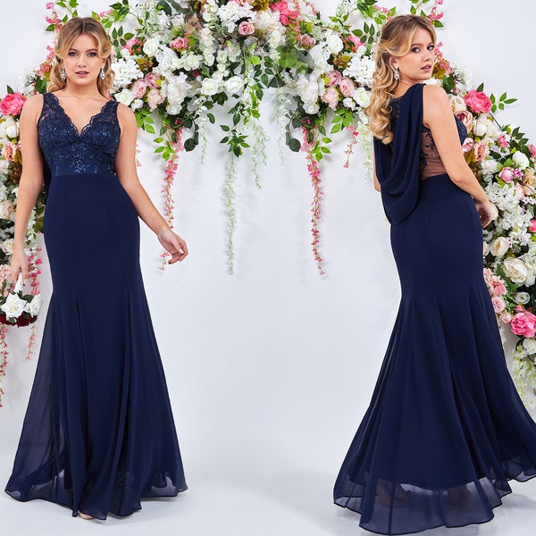 Navy Prom Dress Etsy UK
