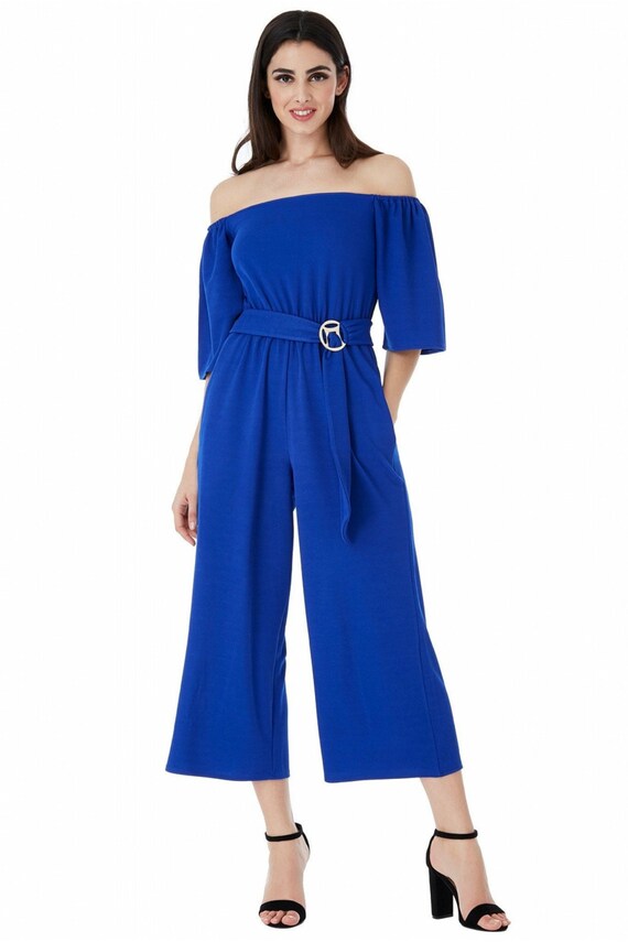 Bardot Culotte Jumpsuit With Belt Royal 