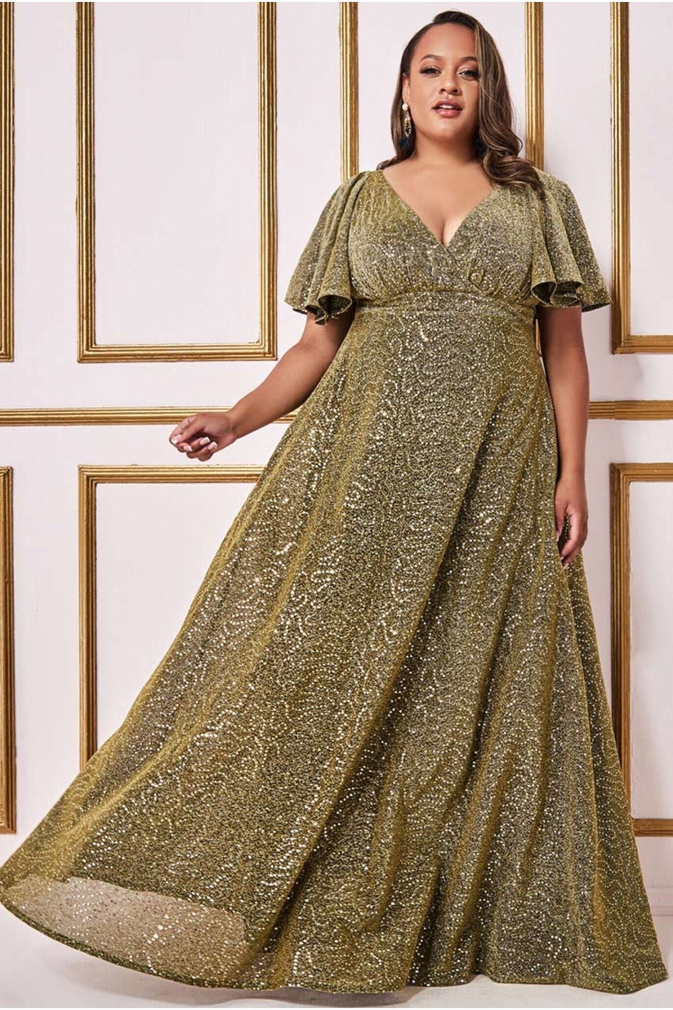 plus size gold dress formal