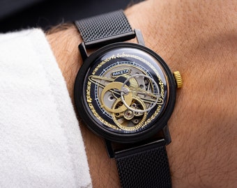 Vintage Raketa Kopernik (Copernicus) Skeleton watch, Mens watch, Antique authentic watch, Gift for him, Retro Watch for collection, Handmade