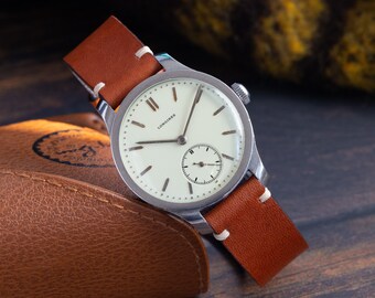 Vintage Steel Longines Calatrava, 33mm, Patek style, Military watch, Original watch, Swiss watch, Antique collectible watch, Gift for him
