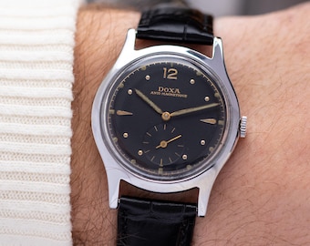Vintage Doxa 565, Black Gilt Dial, Cal. 11,5/942, Swiss Made
