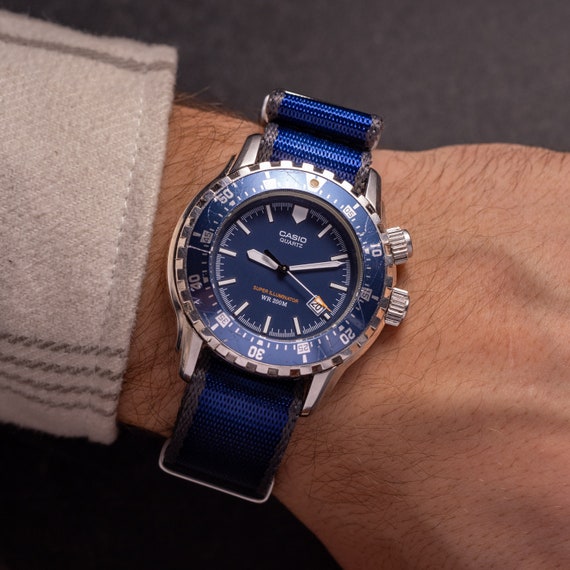 Rare Vintage Casio Super Illuminator Watch, Blue colo… - Gem