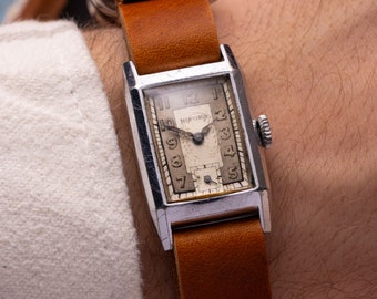 Rare watch Vintage Bifora Tank, Art Deco 1940s, Mechanical Vintage Swiss Watch, Square watch, Watch Antique, Unisex watch