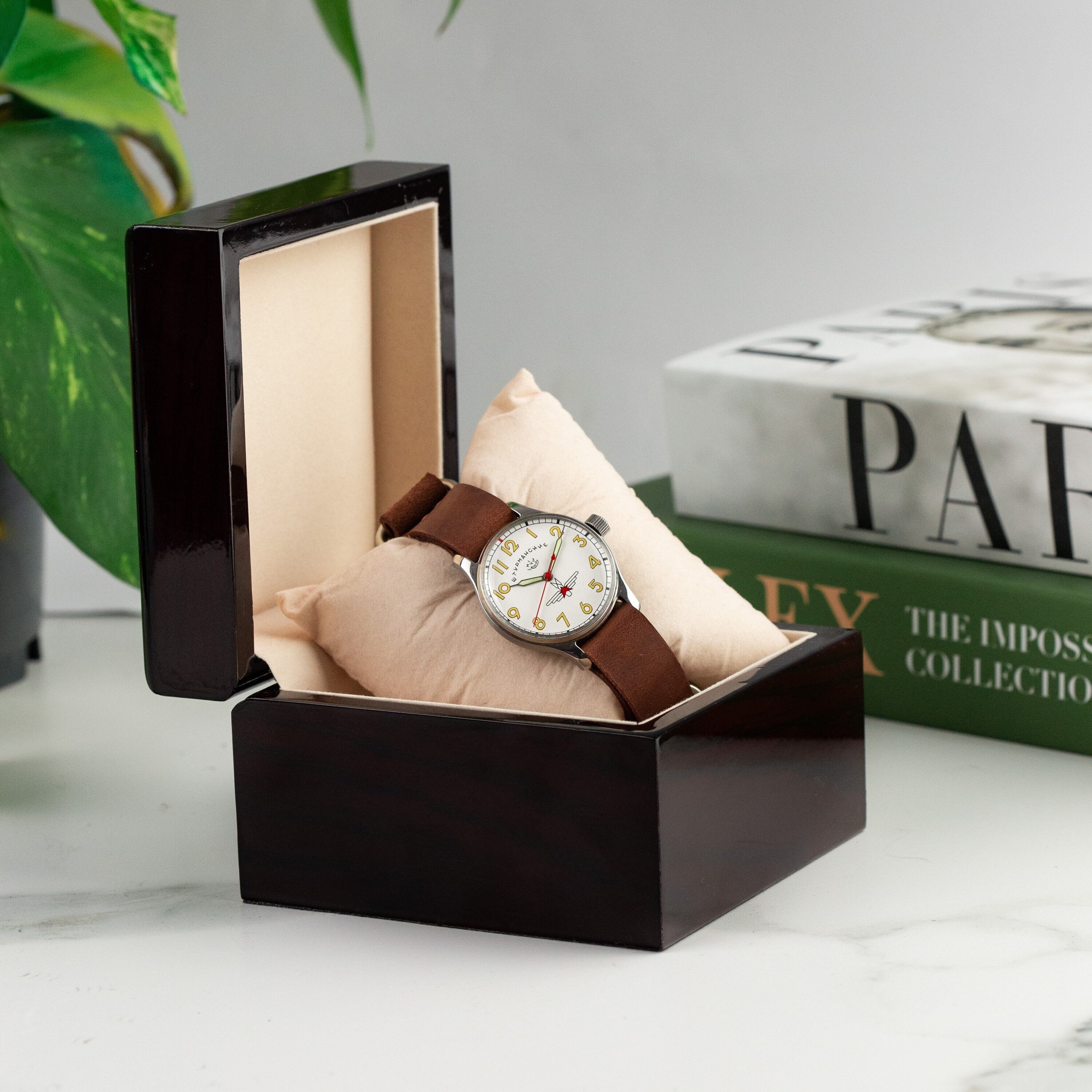 Hermes B02 Luxurious Precious Mahogany Wood Watch Box Impressive Model New!