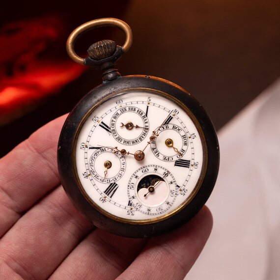 Vintage Pocket Moon watch from 1910s, Art Deco wa… - image 1