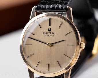 Vintage Universal Genève Swiss Watch, Gold-Plated Coin-Edge, 1970s