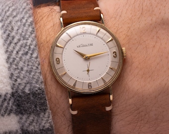 Reloj raro Jaeger-LeCoultre 14K Gold, Cal.480 de la década de 1950, reloj suizo vintage, reloj WW2, reloj antiguo, reloj para hombre, reloj de oro de lujo
