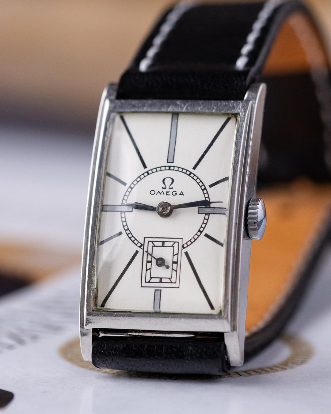 Photo inspiration: Picture Idea: Rare Watch Omega Steel Tank From 1940S Art Deco Style