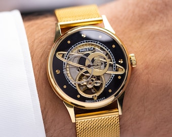 Vintage Raketa Kopernik Skeleton Uhr, Herrenuhr, Seltene antike authentische Uhr, Geschenk für Ihn, Retro Uhr zur Sammlung, Handgemacht
