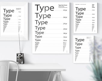 12 Type size posters | Graphic design Type size, Real Size Type, Design School Resource, Design Agency Tool, Myriad Type Size Poster