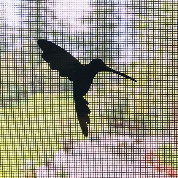 Retractable Screen Door Decals - 5 per pack - prevent collisions into screens, decorate, protect (Hummingbird)